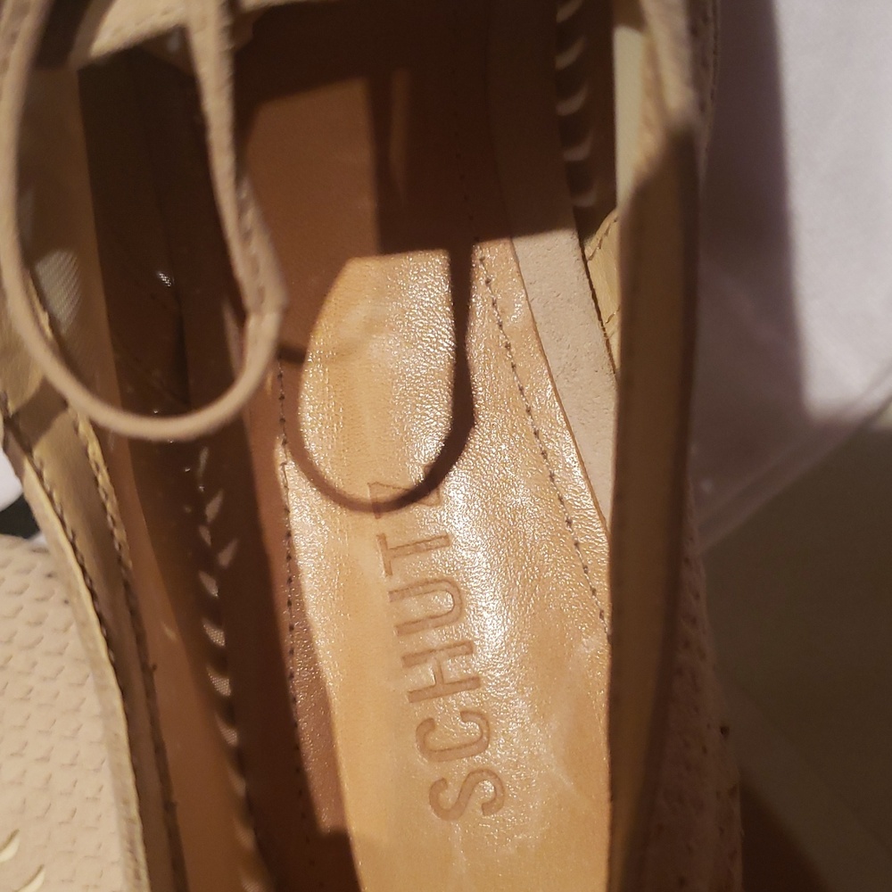SCHUTZ New Perforated Leather Lace Up Flats Oxfords Comfort Nude Tan Women's - Picture 12 of 16